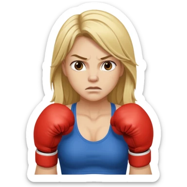 blonde female boxer long hair sticker