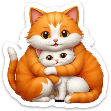 two happy cats hugging sticker