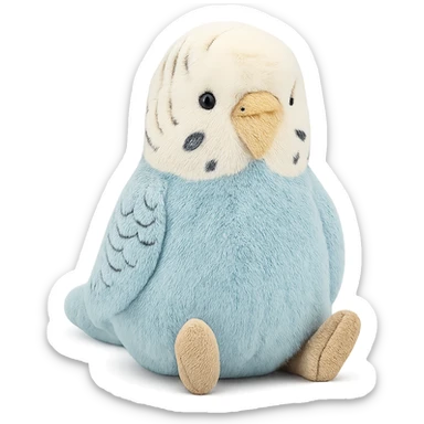 cute sky blue budgie jellycat plushie sticker