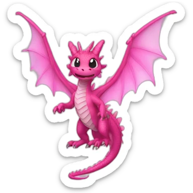 dragon, fairy wings, pink sticker