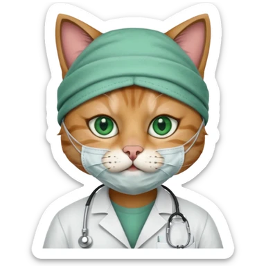 doctor cat, surgeon mask sticker