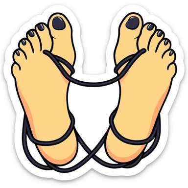 Feet tied together with rope sticker
