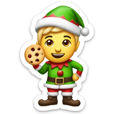 Christmas elf eating a cookie sticker