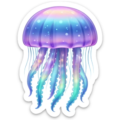 dreamy pastel jellyfish with sparkles sticker