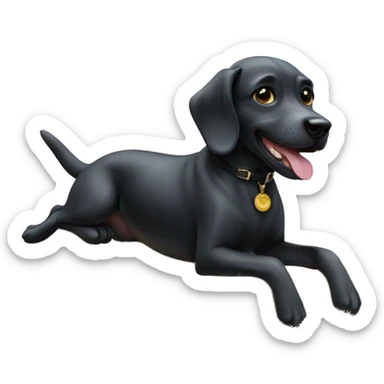 Black dog riding on the dolphin  sticker