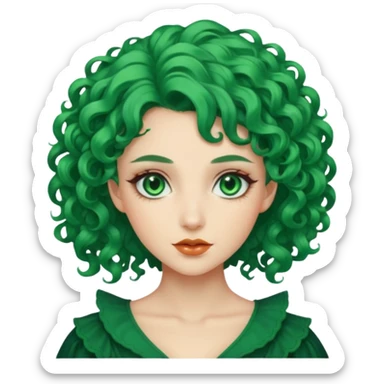 curly green haired fantasy woman sticker