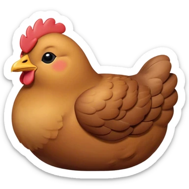 Meme-Worthy Cute Sleeping Brown Chicken Portrait Emoji, Head resting peacefully with a contented smile, showcasing a delightfully compact build and a luxuriously soft brown plumage, eyes shut in a serene, restful nap, Simplified yet hilariously adorable features, highly detailed, glowing with a soft, drowsy light, high shine, relaxed and utterly lovable, stylized with an air of playful laziness, bright and heartwarming, soft glowing outline, capturing the essence of a comically sleepy chicken, so meme-worthy it feels like it could instantly become the next viral sensation of adorable slumber! sticker