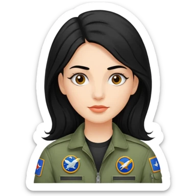 Femme cheveux long noir travaille dans le domaine de l'aéronautique sourcils fournis sticker