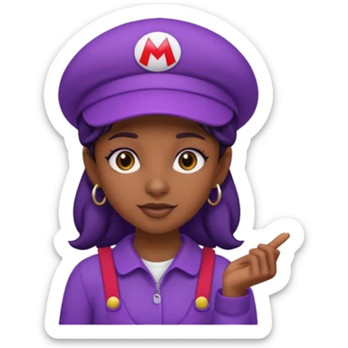 purple mario black girl sticker