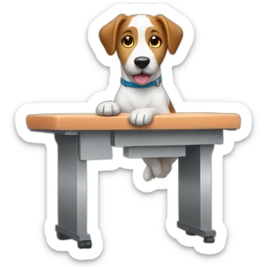 dog at veterinary exam table sticker