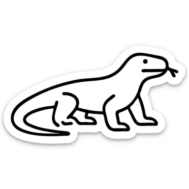 An outline of a komodo dragon with its distinctive reptilian features and long tail sticker