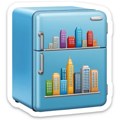 fridge with city magnets sticker
