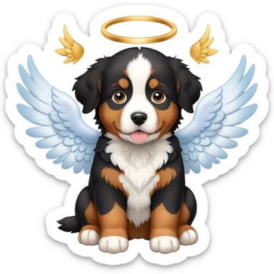 baby bernese mountain dog with angel wings and halo sticker