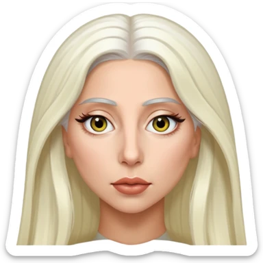 Lady Gaga with hazel eyes, long white hair sticker