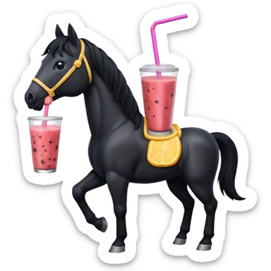 black horse character holding smoothie sticker