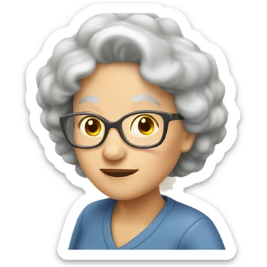 Senior woman on ladder sticker