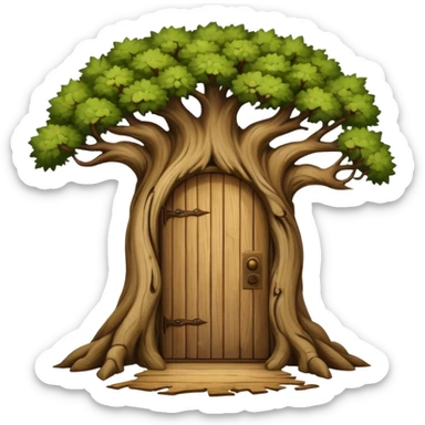 large and old bitch tree with door sticker