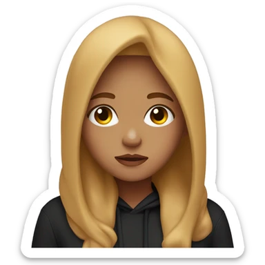 Tired girl with black hoodie and caramel blonde hair sticker