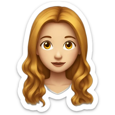 A girl with big brown eyes and long yellow-brown hair, beautiful sticker