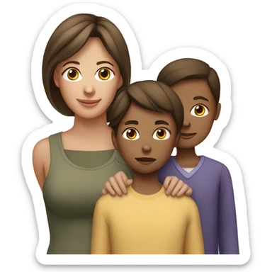 Mother and teenage son and young daughter sticker