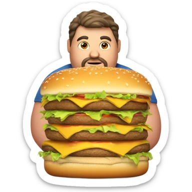 Fat guy with a burger sticker