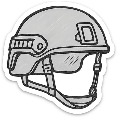 schematic image of modern NATO military helmet, strict technical style, with light gray fill, no text, minimalism sticker