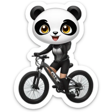 Cute Panda girl with carbon mountain bike sticker
