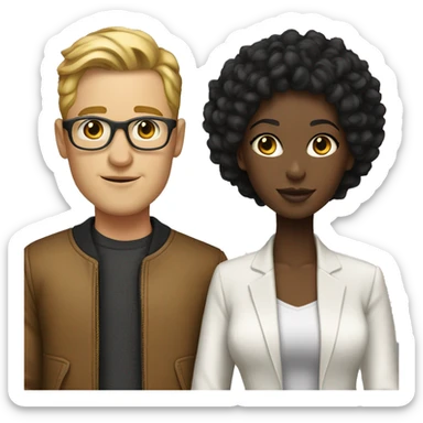 couple in stylish outfits white man black girl sticker