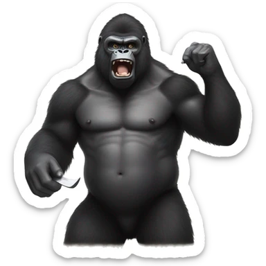 King Kong gorilla cutting hair sticker