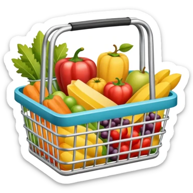 METAL SHOPPING BASKET WITH GROCCERIES IN IT sticker