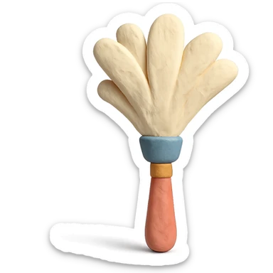 feather duster in claymation style with soft pastel colors and visible fingerprints sticker