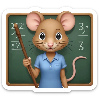 Girl rat pointing at a white board with a long stick with statistics on it sticker