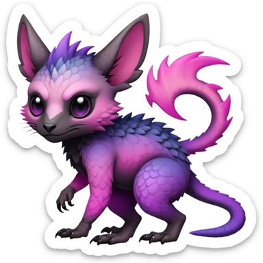 Cool Edgy Black-pink-purple-gradient badass Trico-animal-creature full body sticker