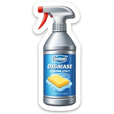 cleaning metal surface with degreaser spray, shiny clean metal sticker