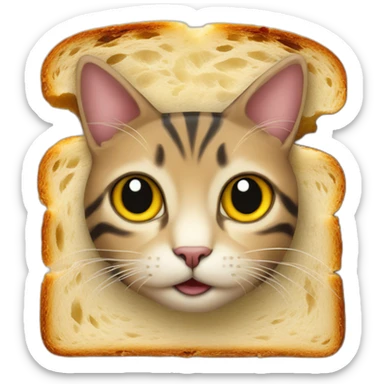 cat face in a slice of bread sticker