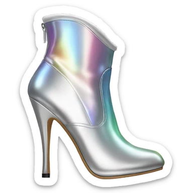 Realistic pair of silver to white ombre iridescent high heel ankle boots. sticker