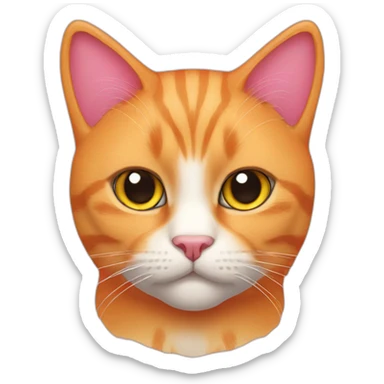 Orange British cat with pink ears sticker
