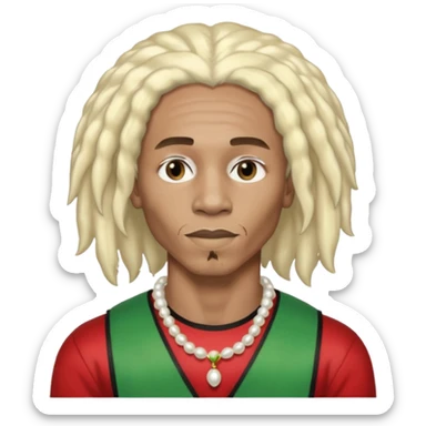 Black Male bob marley inspired hair platinum blonde with pearls makeup sticker