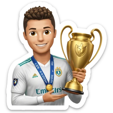 Cristiano Ronaldo holfing the champions league with noodle hair a bit longer noodle hair sticker