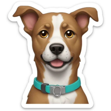 Dog with a collar with the name Corentin written sticker