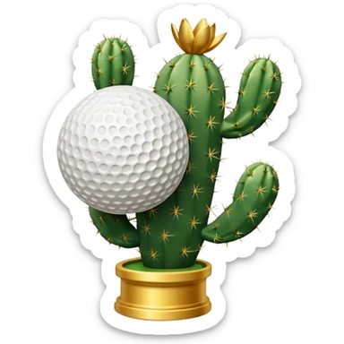 gold cactus trophy golf ball sticker