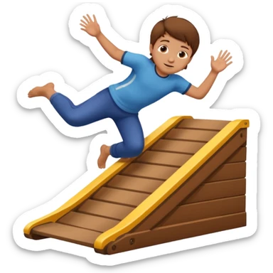 jongen die aan het buikglijden is met bruin haar van een schans sticker