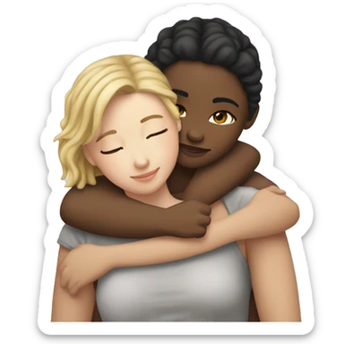 Two white girls cuddling romantically sticker