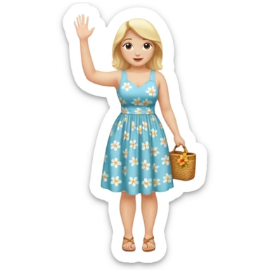 curvy blonde woman full body waving, SFW sticker