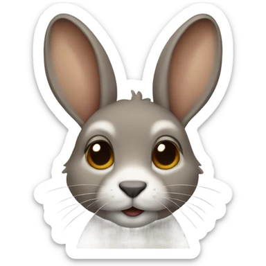 grey brown beige siam rabbit with sloppy ears sticker