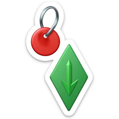 Tag vermelha com uma flecha pra cima verde do lado sticker