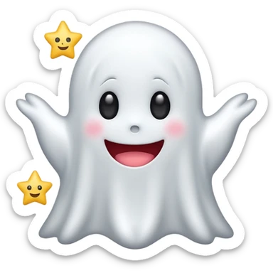 ghost kawai star white sticker