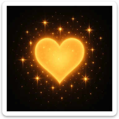 heart with radiant sparkles, glowing sticker