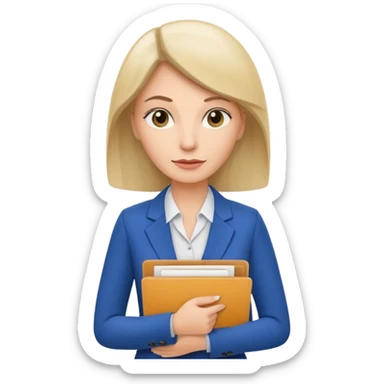 business woman with file folder and documents sticker