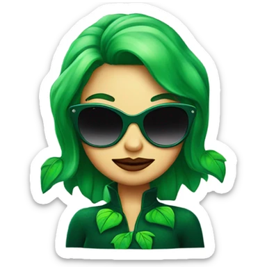 Poison ivy with green hair wearing sunglasses  sticker